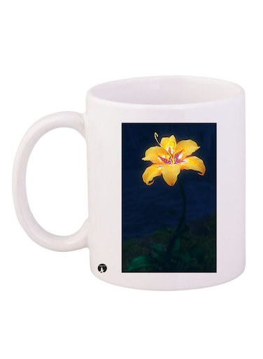 Floral Printed Ceramic Coffee Mug White/Blue/Yellow