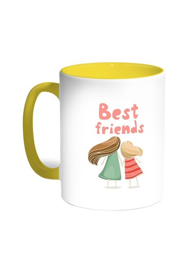 Best Friends Printed Coffee Mug Yellow/White 11ounce