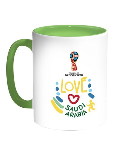FIFA World Cup 2018 I Love Saudi Arabia Printed Coffee Mug White/Green 11ounce
