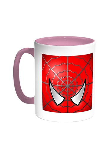Spiderman Printed Coffee Mug Pink/White 11ounce