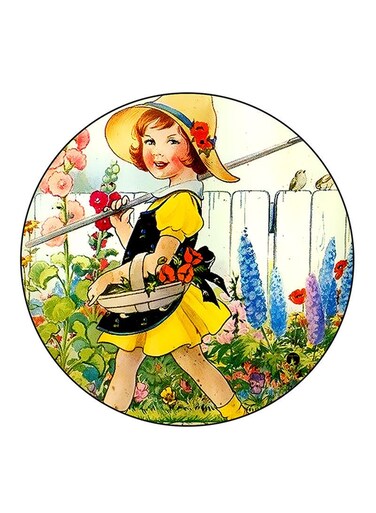 Girl Printed Fridge Magnet Multicolour
