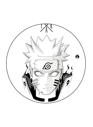 Naruto Animation Printed Fridge Magnet Black/White 5.5 x 5.5cm