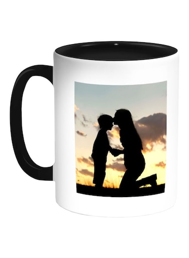 Mother And Child Printed Coffee Mug Black/White/Yellow 325ml