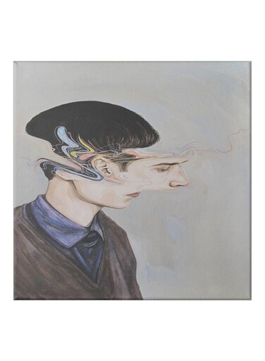 Sad Man Themed Canvas Painting With Frame Brown/Grey/Black 50x50cm