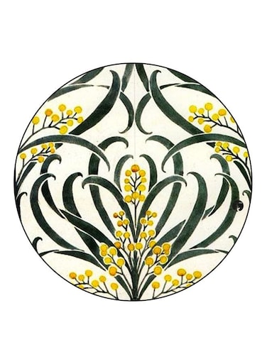Floral Printed Fridge Magnet Yellow/Green/Beige 5.5cm