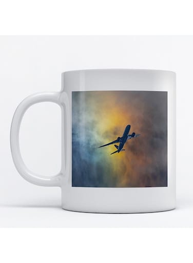 The Plane Printed Mug White/Blue/Grey