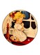 Vintage Art Printed Fridge Magnet Round Multicolour