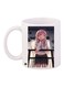 Anime Girl Printed Coffee Mug White/Black/Pink 11ounce
