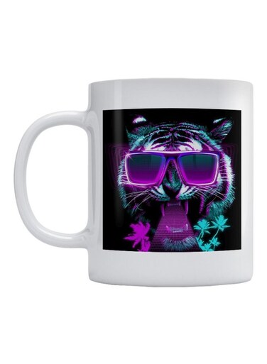 Tiger Neon Printed Mug White/Purple/Blue