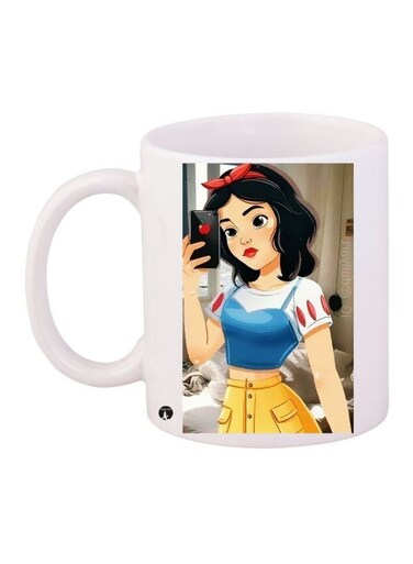 Girl Printed Coffee Mug White/Black/Blue 11ounce