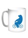 Bear Driving A Bicycle Printed Coffee Mug Blue/White 11ounce