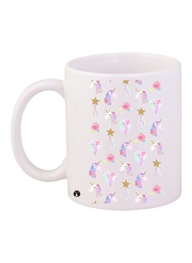 Unicorn Printed Coffee Mug White/Pink/Blue 11ounce