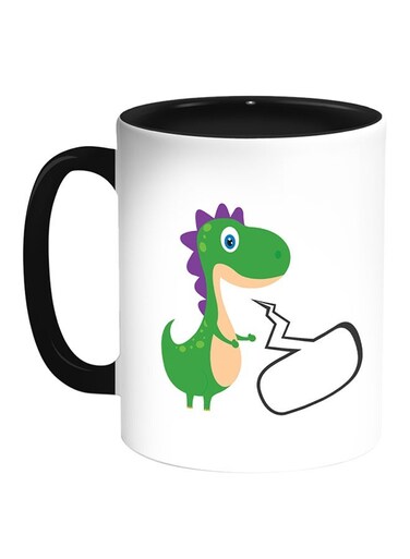 Dinosaur Printed Coffee Mug White/Black 11ounce