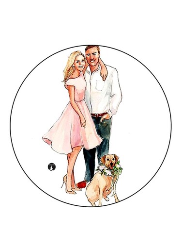 Man And Woman Printed Fridge Magnet Round Multicolour