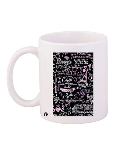 Paris Printed Coffee Mug White/Pink/Black