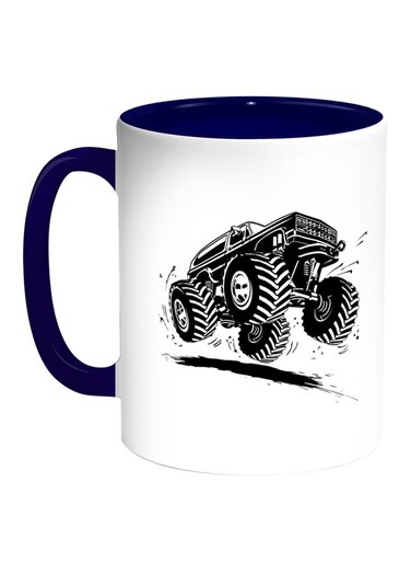 Modified Car Printed Coffee Mug White/Blue 11ounce