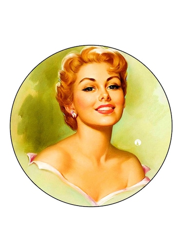 Vintage Art Printed Fridge Magnet Round Multicolour