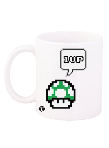 Super Mario Game Printed Coffee Mug White/Black/Green 11ounce