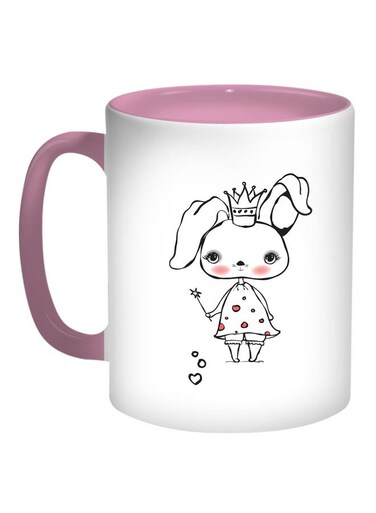 Rabbit Printed Coffee Mug Pink/White/Black 11ounce