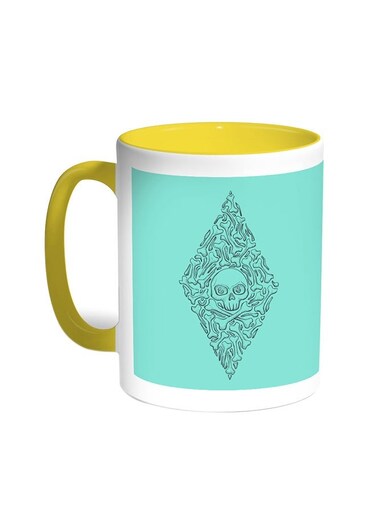 Bones And Skull Printed Coffee Mug Yellow/White 11ounce