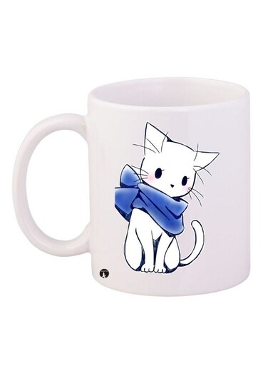 Anime Cat Printed Coffee Mug White/Blue/Black