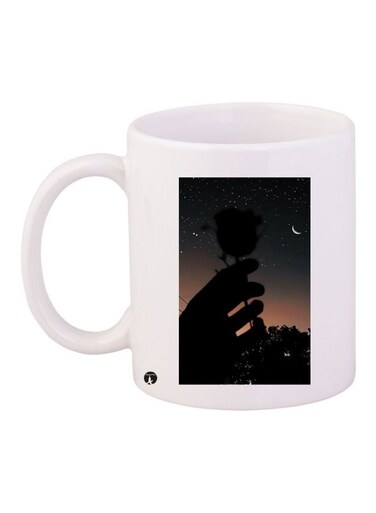 Flower In The Night Printed Coffee Mug White/Black/Brown 11ounce