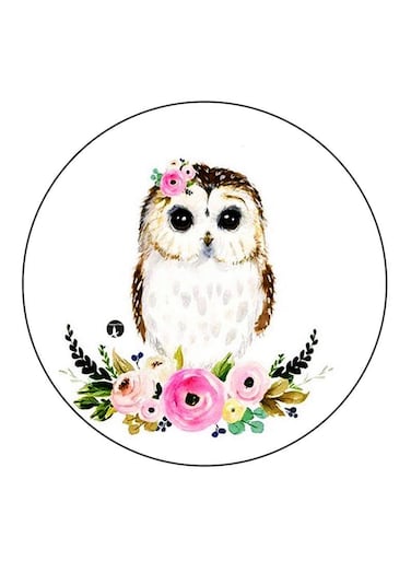 An Owl Printed Fridge Magnet Round Multicolour