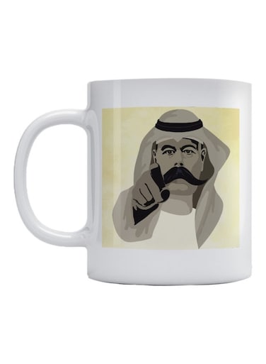 Mustache Printed Mug White/Grey/Black