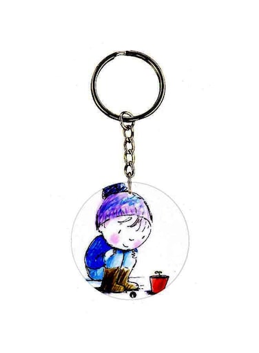 Cartoon Themed Single Sided Keychain