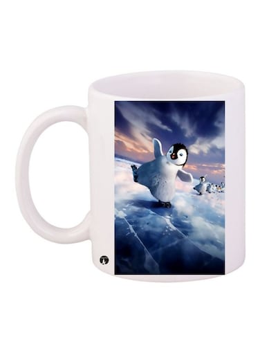 Penguins Printed Coffee Mug White/Blue/Beige 11ounce