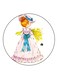 Girl Printed Fridge Magnet White/Pink/Yellow 5.5cm