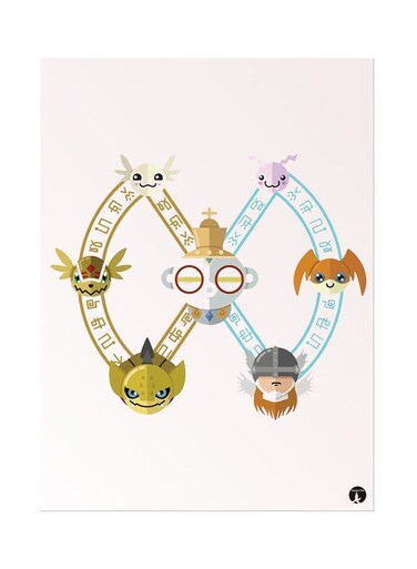 Metal Plate Of The Anime Digimon Poster Multicolour
