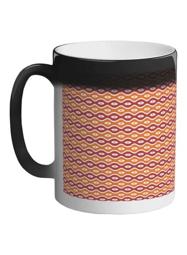 Decorative Traditional Design Printed Colour Changing Coffee Mug Black 11ounce