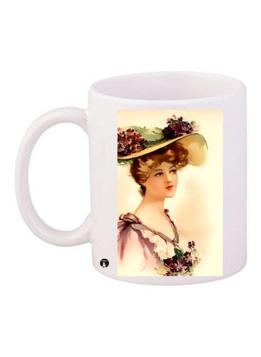 Lady Printed Coffee Mug White/Beige/Brown