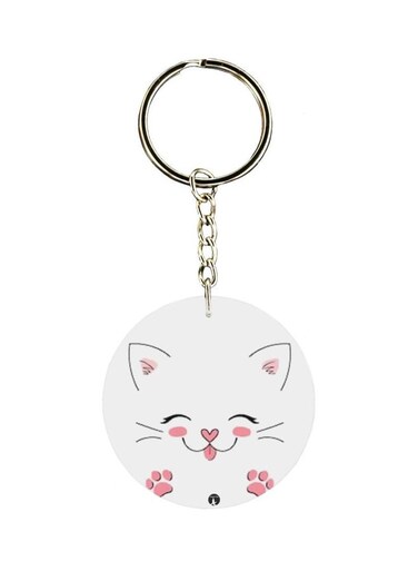 Cat Printed Single Sided Keychain