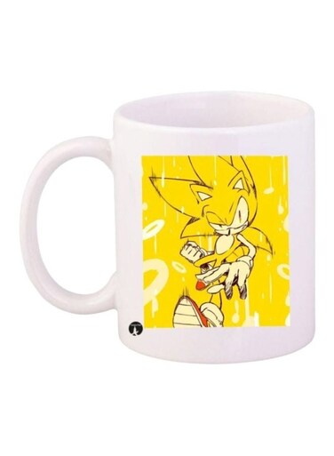 Sonic Printed Coffee Mug White/Yellow