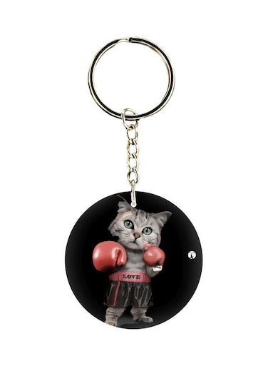 Double Sided Wrestler Cat Printed Keychain