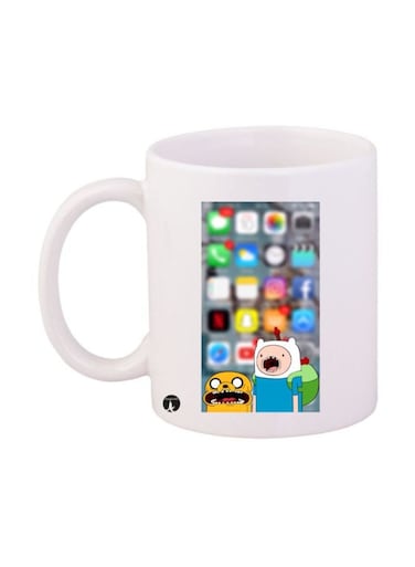 Advernture Time Printed Mug White/Grey/Blue Standard Size