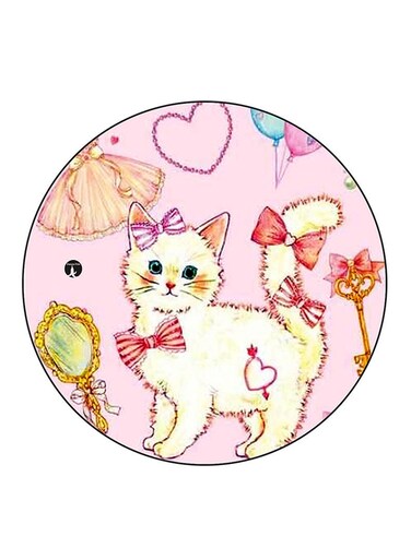 Cat Printed Fridge Magnet Round Multicolour