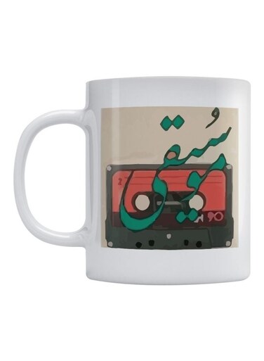 Music Printed Ceramic Mug White/Green/Red