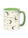 Moon And Stars Printed Coffee Mug Beige/Green 11ounce