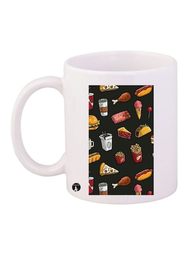 Food Printed Mug White/Black/Red Standard Size
