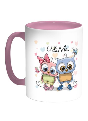 U &amp; Me Printed Coffee Mug White/Pink 11ounce