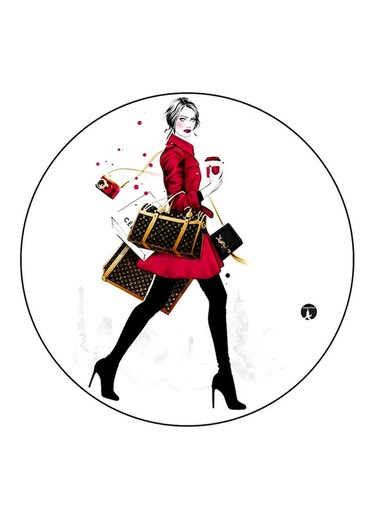 Woman Printed Fridge Magnet Round Multicolour
