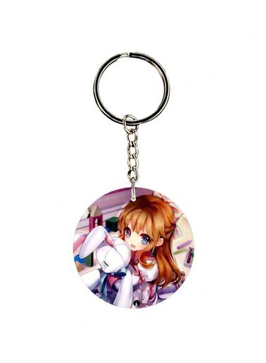 Cartoon Girl Printed Dual Sided Keychain