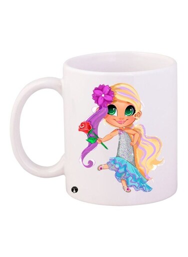 Anime Girl Printed Coffee Mug White/Pink/Blue 11ounce