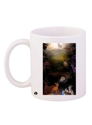 Disney Bambi Printed Coffee Mug White/Brown/Green 11ounce