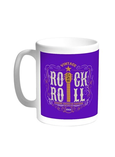 Rock And Roll Printed Coffee Mug White 11 ounce