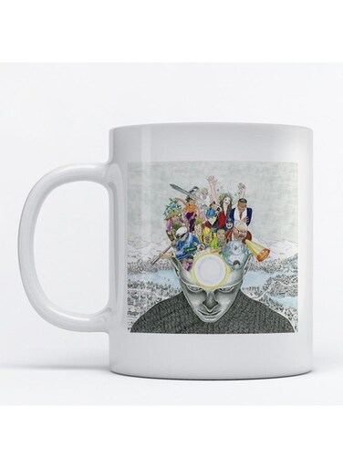 Hand Painting Printed Mug White/Grey/Yellow