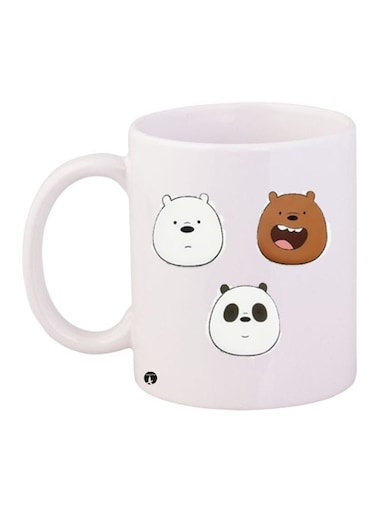 Cartoon Printed Coffee Mug White/Brown/Black 11ounce